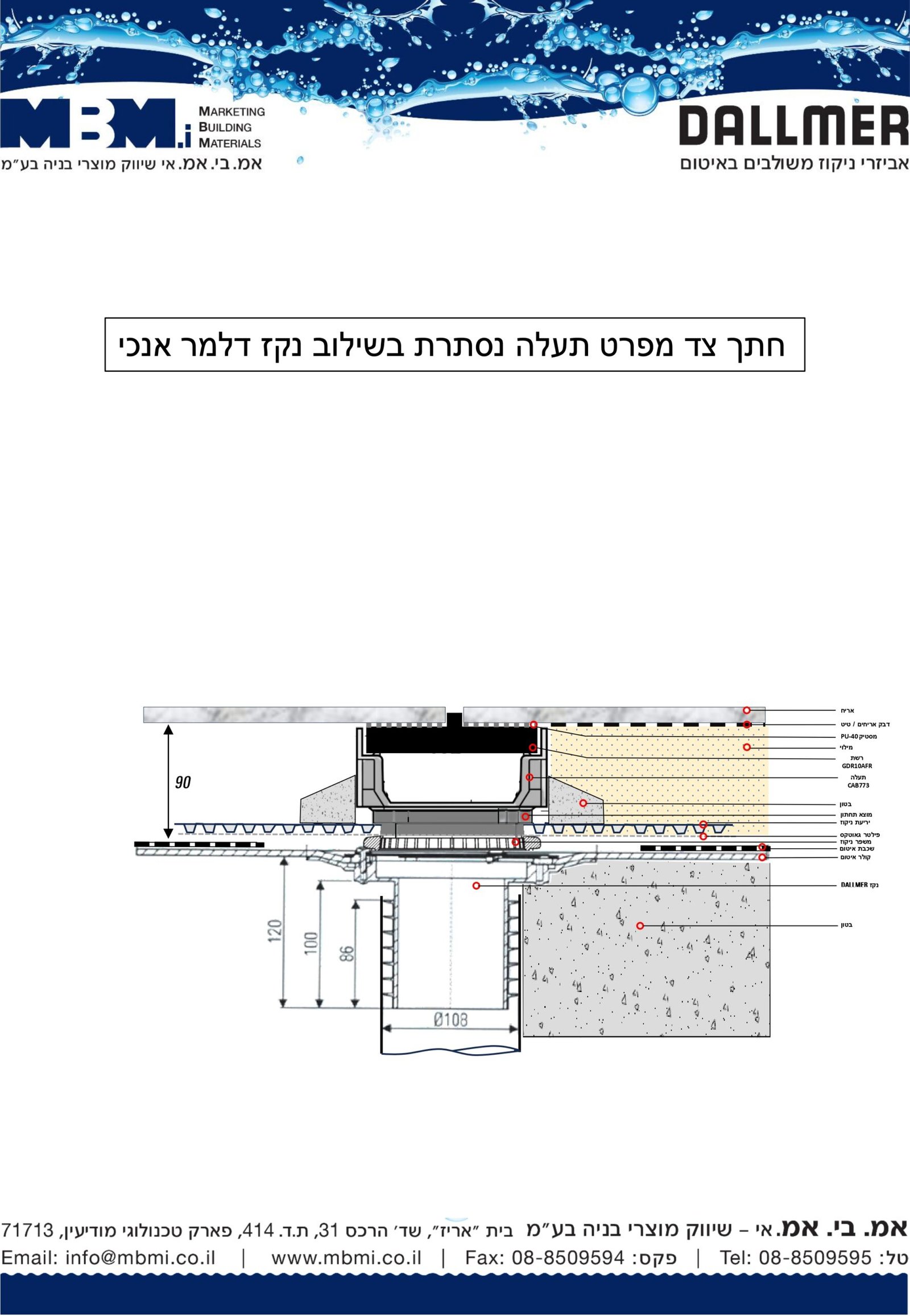 שילוב תעלה נסתרת עם נקז כפול – אמ.בי.אמ.אי שווק מוצרי בניה